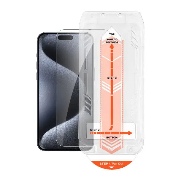 HyperGear Tempered Glass Screen Protector w/Installation Applicator Tray for iPhone 15 Pro & 15 Pro Max Hyper Gear