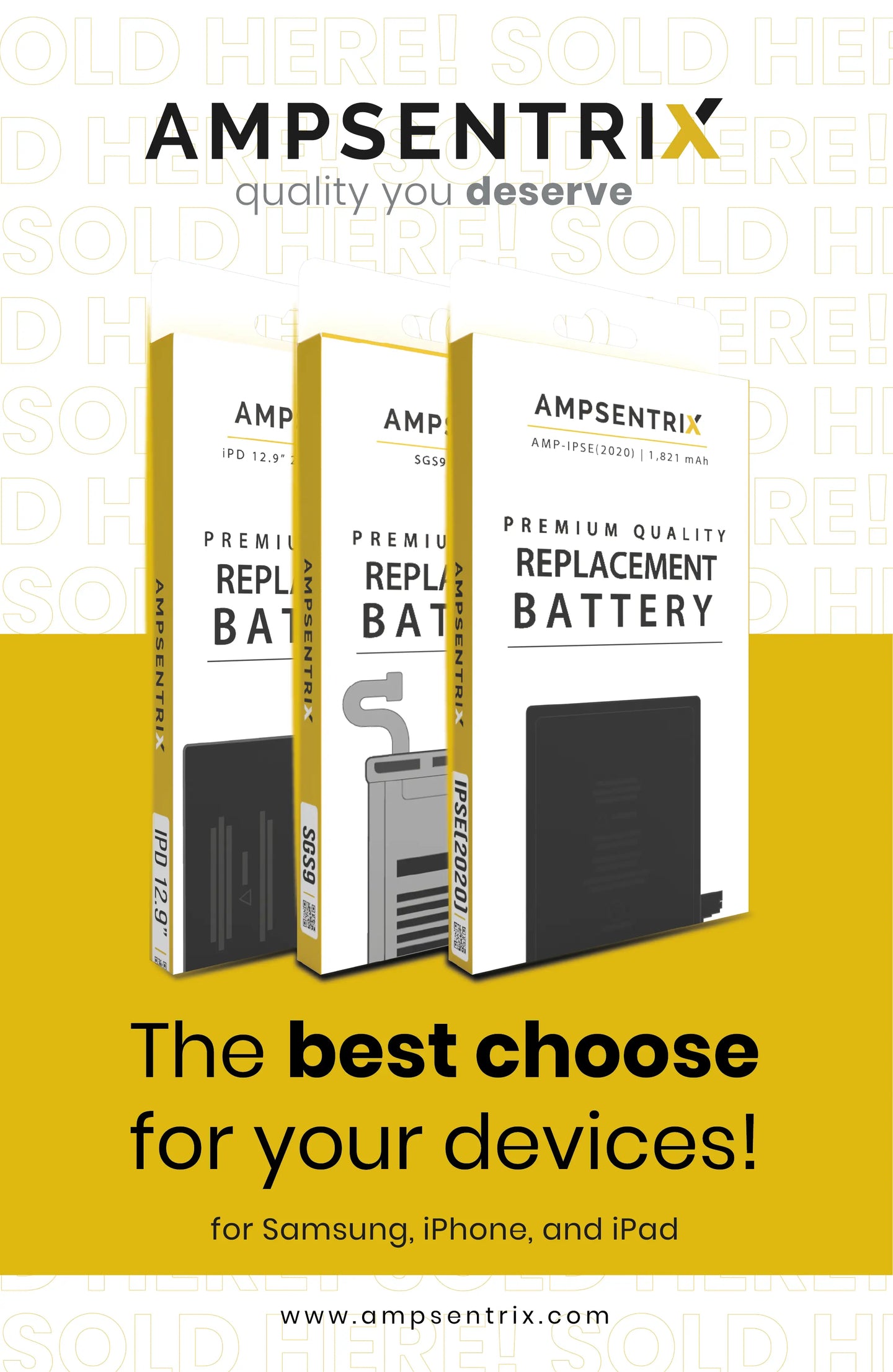 Ampsentrix Replacement Batteries for Samsung S20 5G, S20 Plus 5G, S20 Ultra 5G, and S20FE 5G - 3C Easy Markham