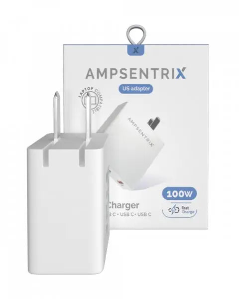 Ampsentrix QC+PD+PPS GaN 100W Power Adapter (USB-C Output x3 USB-A Output x1) - 3C Easy Markham