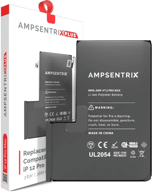 AmpSentrix Plus Batteries Compatible with iPhone 12 Mini, 12, 12 Pro, and 12 Pro Max AmpSentrix