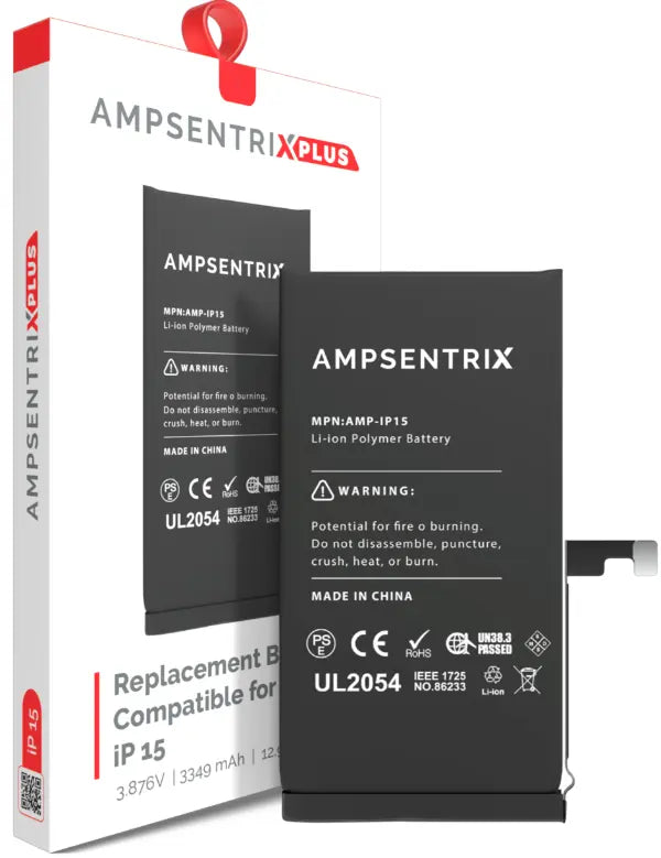 AmpSentrix Plus Replacement Battery for iPhone 15 / 15 Plus / 15 Pro / 15 Pro Max AmpSentrix