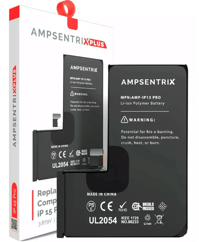 AmpSentrix Plus Replacement Battery for iPhone 15 / 15 Plus / 15 Pro / 15 Pro Max AmpSentrix