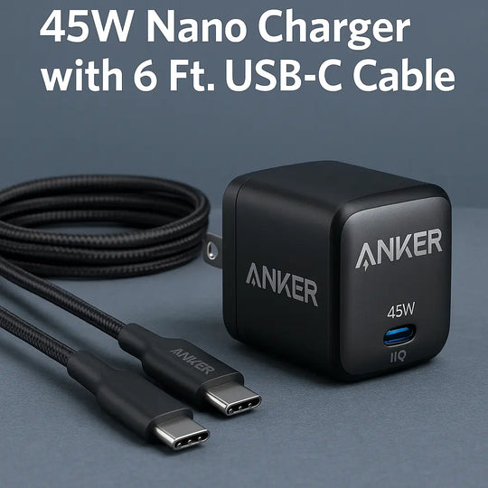 Anker 45W Nano Charger with 6 Ft. USB-C Cable Anker