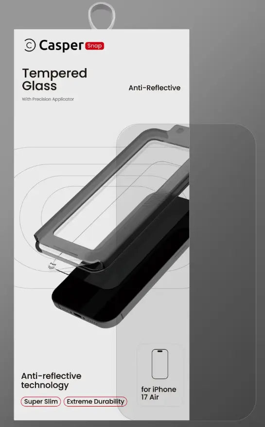 Casper Snap Tempered Glass Protector w/ Anti- Reflective Compatible with iPhone 17 Series Casper
