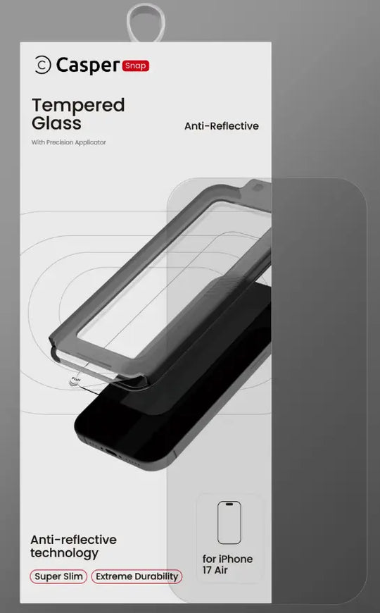 Casper Snap Tempered Glass Protector w/ Anti- Reflective Compatible with iPhone 17 Series Casper