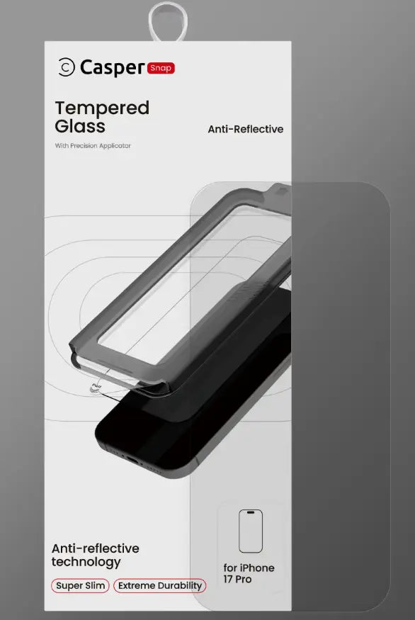 Casper Snap Tempered Glass Protector w/ Anti- Reflective Compatible with iPhone 17 Series Casper