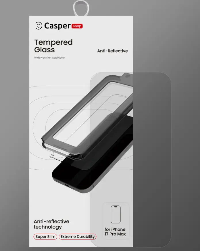 Casper Snap Tempered Glass Protector w/ Anti- Reflective Compatible with iPhone 17 Series Casper