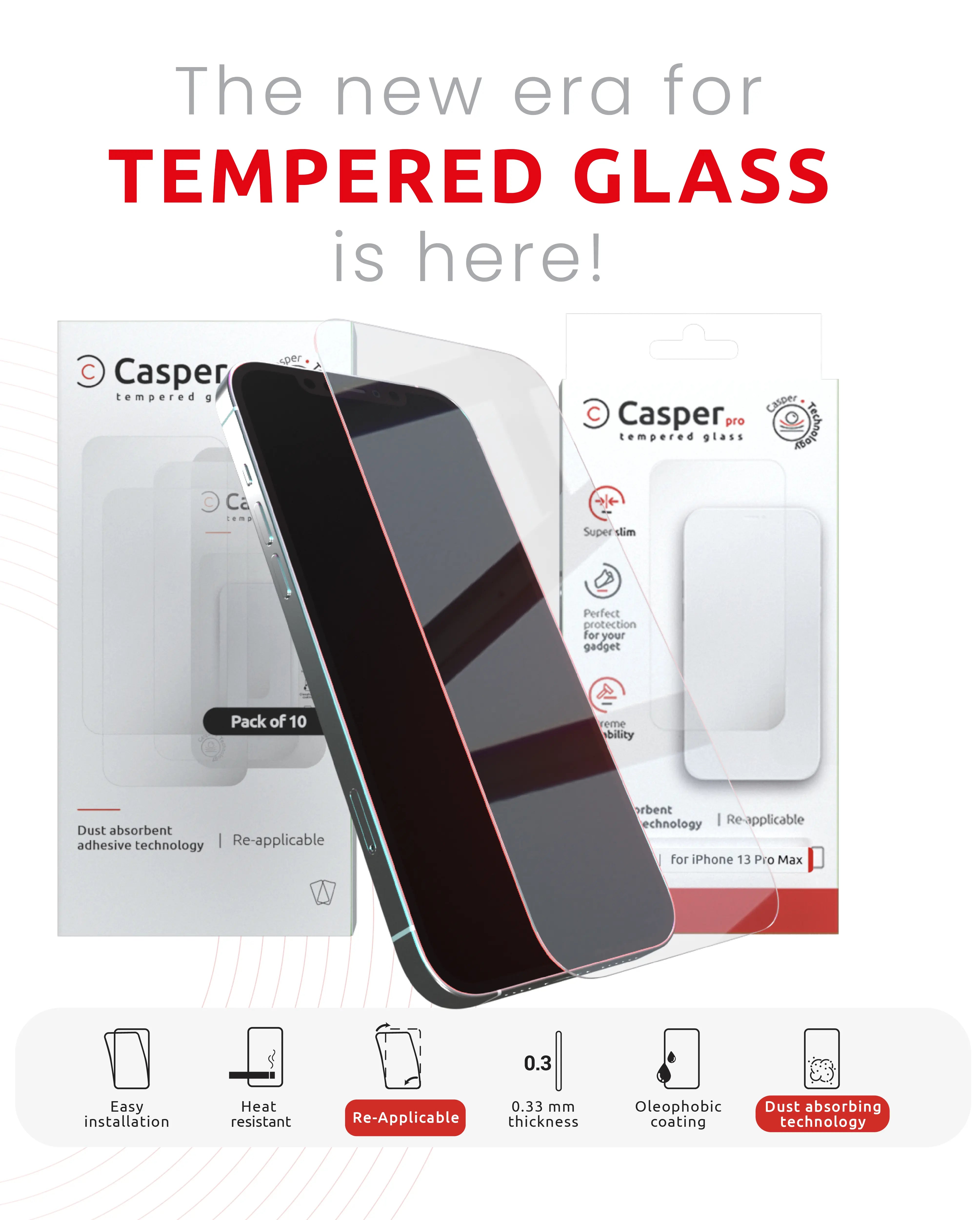 Casper Tempered Glass Screen Protector for Samsung S24, S24 Plus, and S24 Ultra