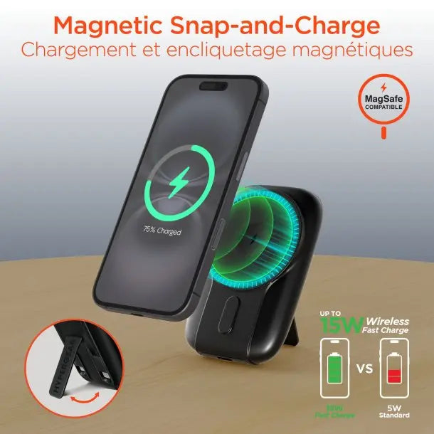 Hypergear 5000mAh Mag Grip Go Wireless Charging Power Bank w/ MagSafe & Cable Hyper Gear