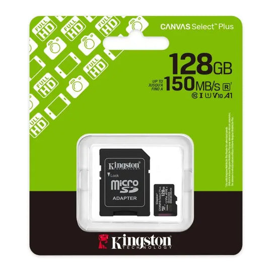 Kingston Canvas Select Plus 128GB microSDXC Card – Up to 150MB/s, A1 Performance (Gen 3) + SD Adapter Kingston