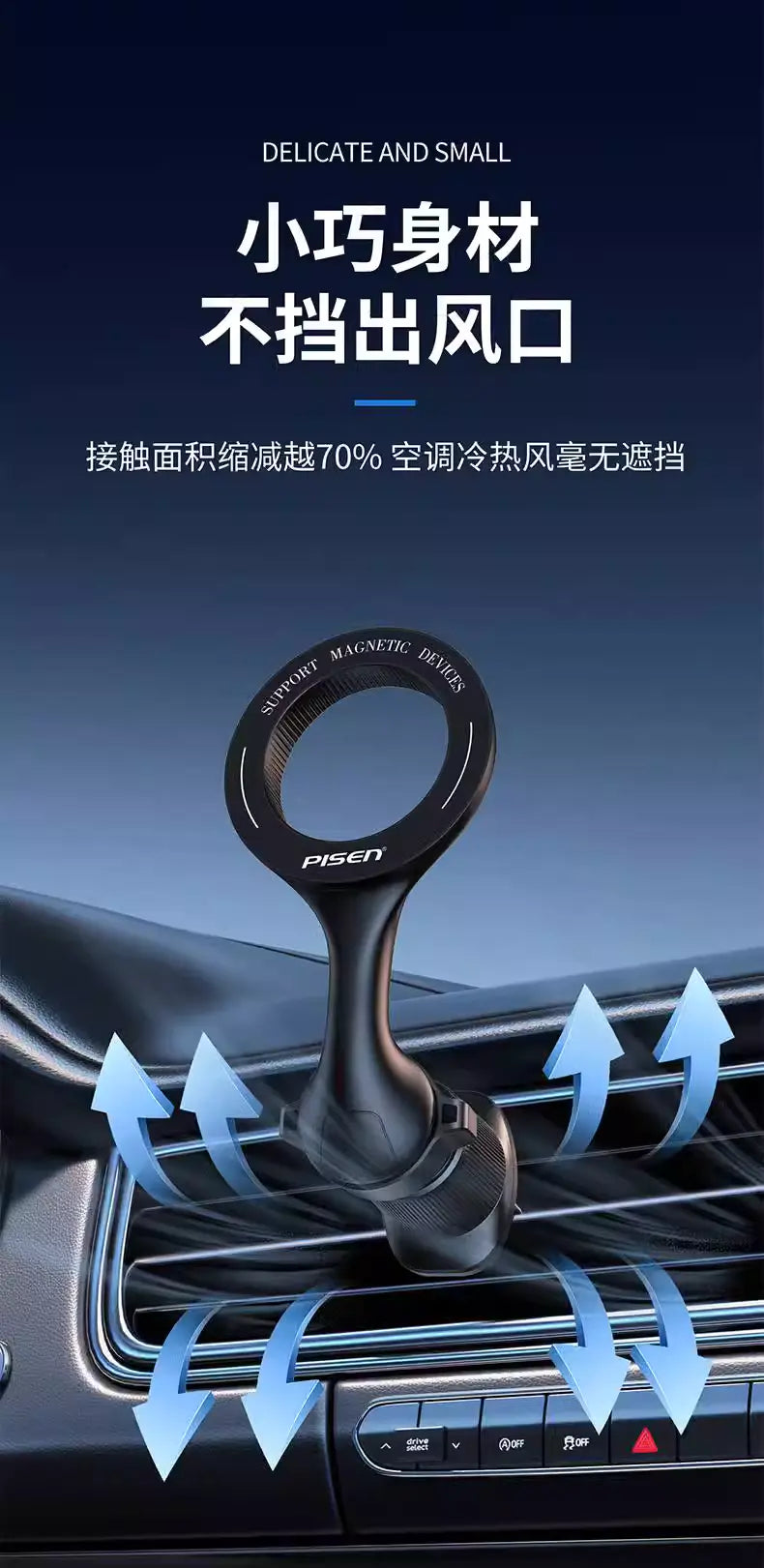 Pisen MagSafe Air-vent Magnetic Car Holder - 3C Easy Markham