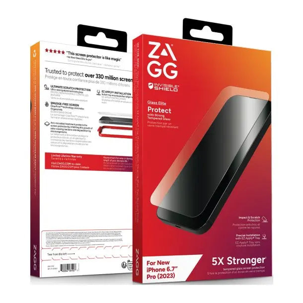 ZAGG InvisibleShield Glass Elite Screen Protector for iPhone 15 Pro & iPhone 15 Pro Max ZAGG