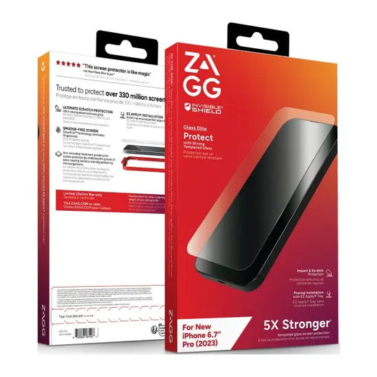 ZAGG InvisibleShield Glass Elite Screen Protector for iPhone 15 Pro & iPhone 15 Pro Max ZAGG