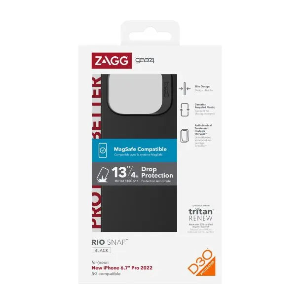 ZAGG's Gear4 D3O Rio Snap Case with MagSafe compatible with iPhone 14 Pro Max ZAGG