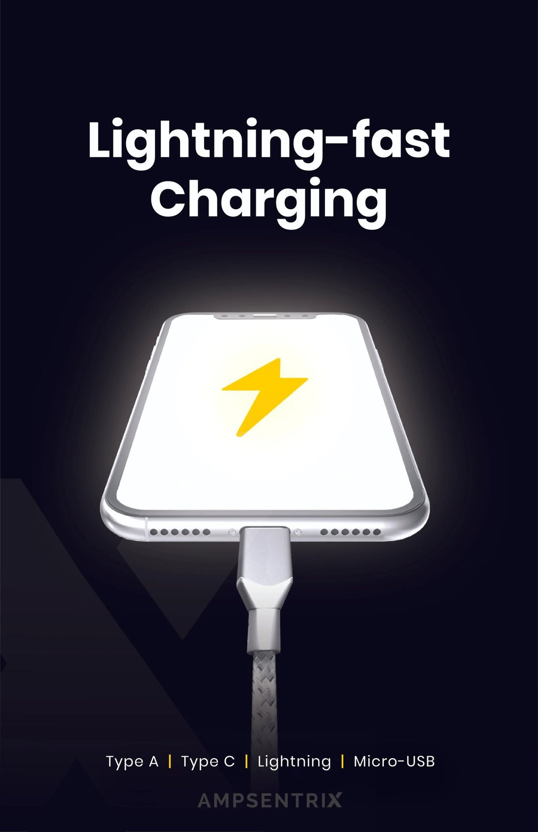 Ampsentrix Braided USB-C to Lightning Cable - 3C Easy Markham