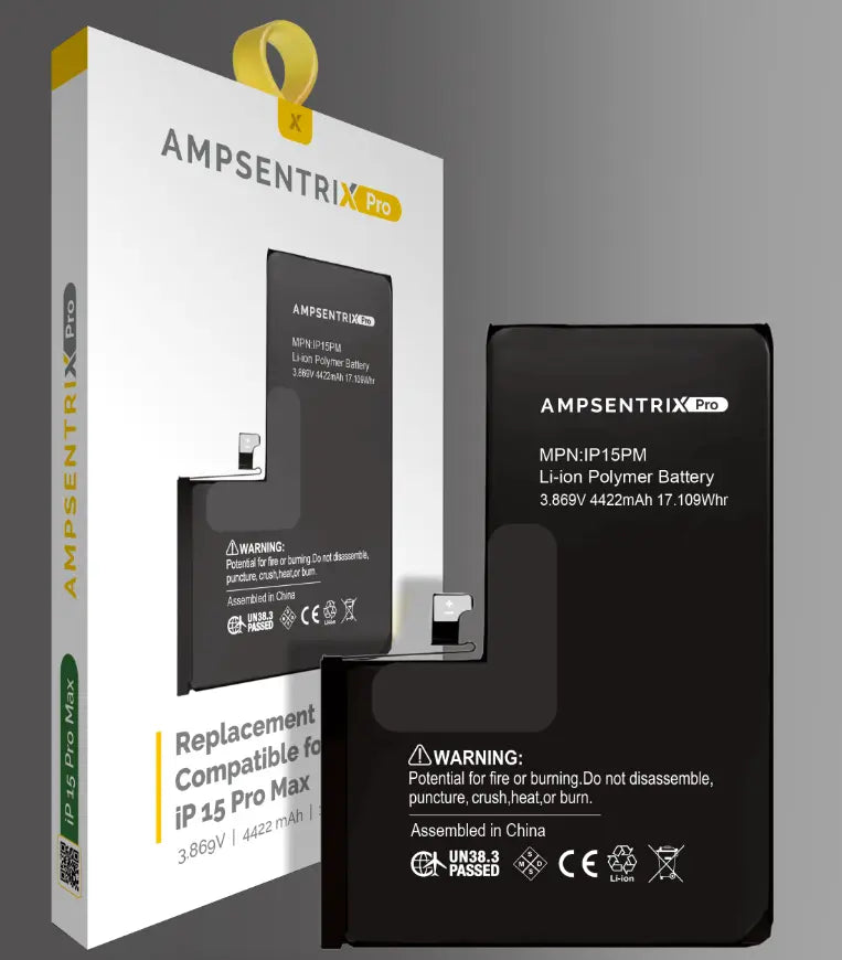 AmpSentrix Pro Replacement Batteries Compatible with iPhone 15, 15 Plus, 15 Pro, & 15 Pro Max - 3C Easy Markham