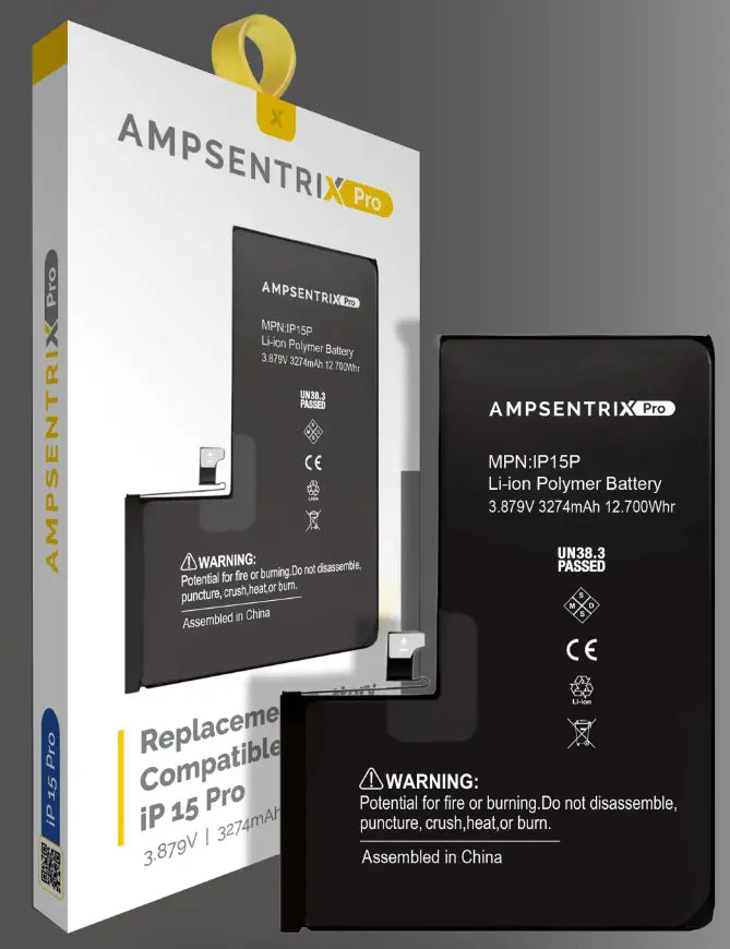 AmpSentrix Pro Replacement Batteries Compatible with iPhone 15, 15 Plus, 15 Pro, & 15 Pro Max - 3C Easy Markham