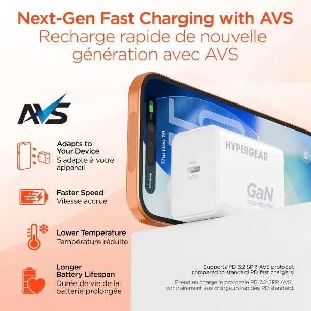 HyperGear's 40W/60W Max USB-C PD 3.2/AVS/DPS GaN Wall Charger - 3C Easy Markham