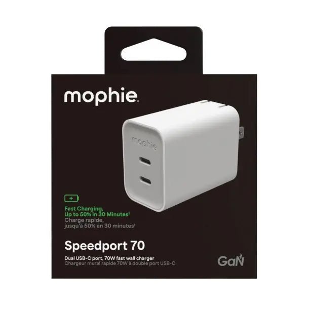 Mophie Speedport GaN 70W Dual USB-C Wall Adaptor - 3C Easy Markham