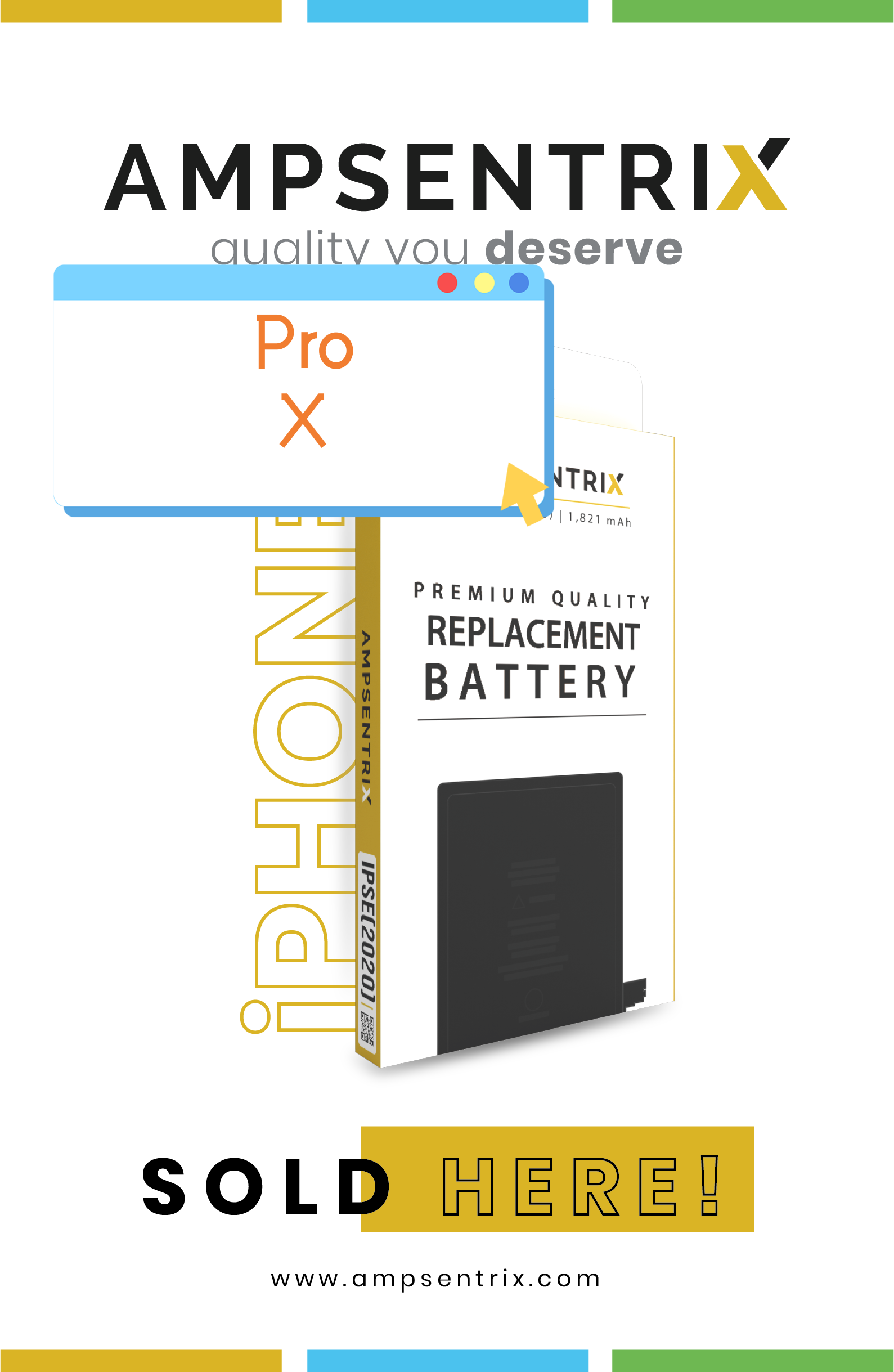 Ampsentrix Pro Replacement Battery for Apple iPhone X (10)