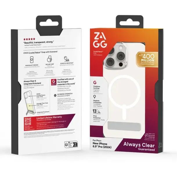 ZAGG Graphene Crystal Palace Snap Kickstand Case for iPhone 16, 16 Plus, 16 Pro & 16 Pro Max - 3C Easy Markham