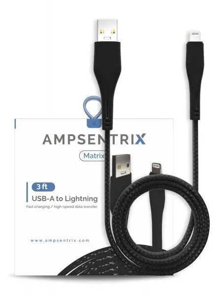 Ampsentrix Braided USB-A to Lightning Cable - 3C Easy Markham